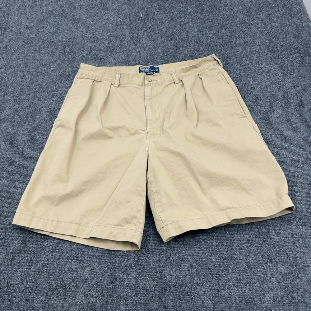 Polo Ralph Lauren Shorts‎ Mens 36 Tan Cotton Tyler Short Pleated Chino Classic